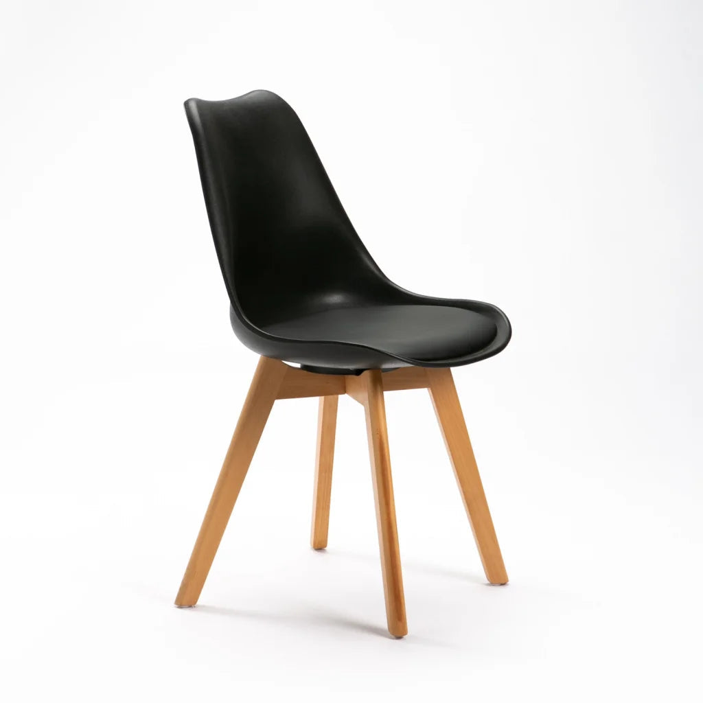 Rute Wooden Leg Dining Chair - Black