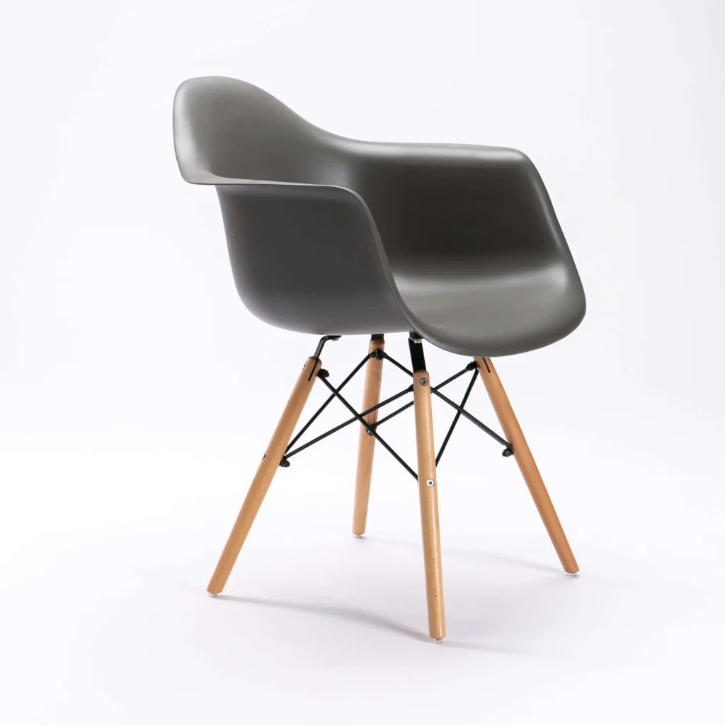 Rentia Wooden Leg Armchair - Dark Grey