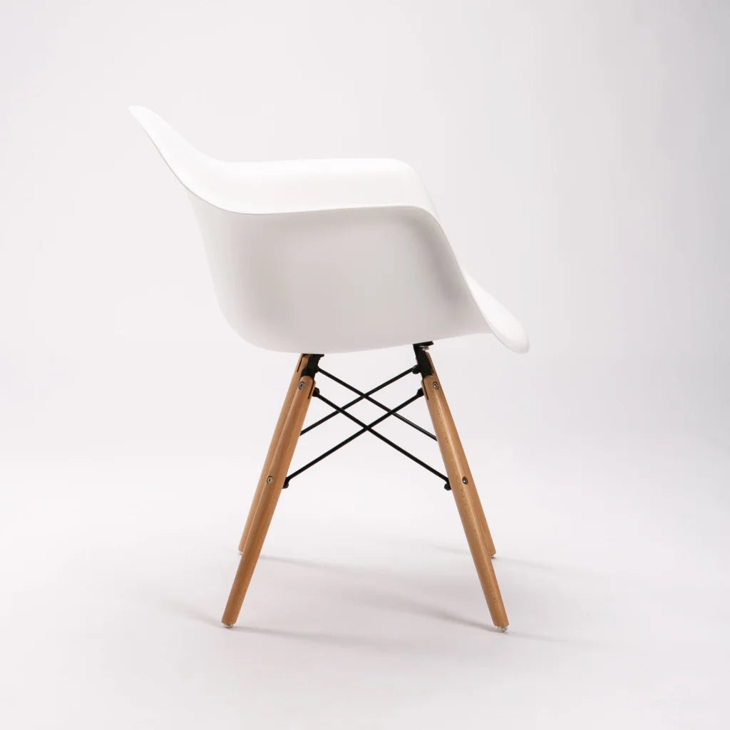 Rentia Wooden Leg Armchair - White