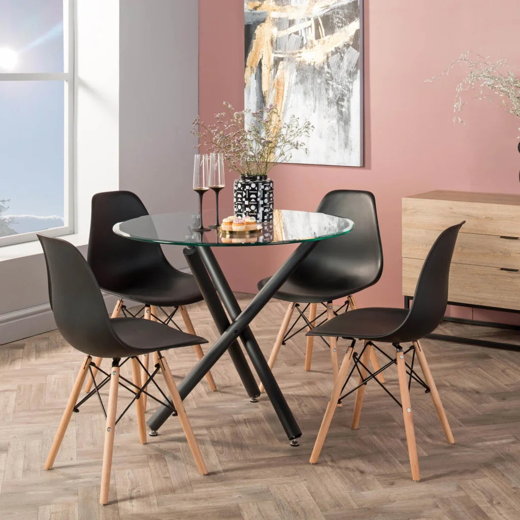 Rentia Wooden Leg Dining Chair - Black