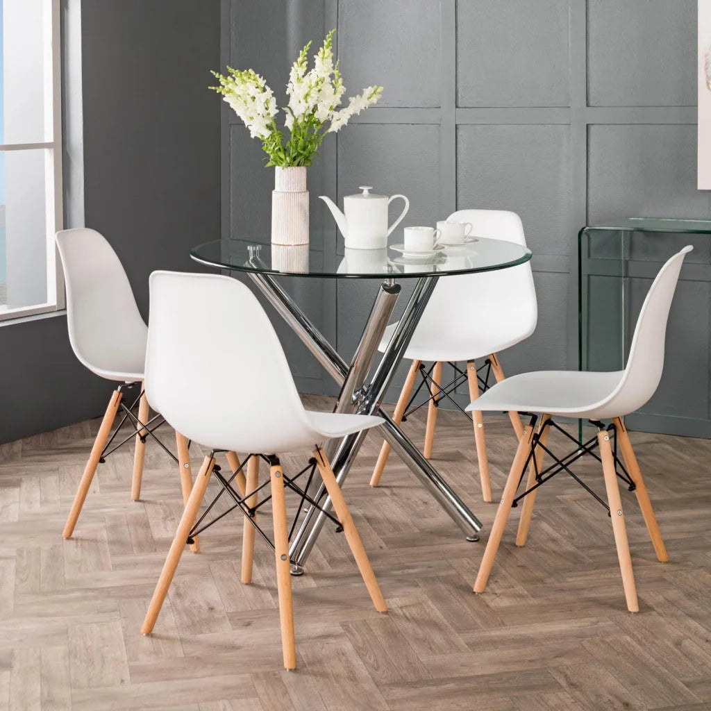 Rentia Wooden Leg Dining Chair - White