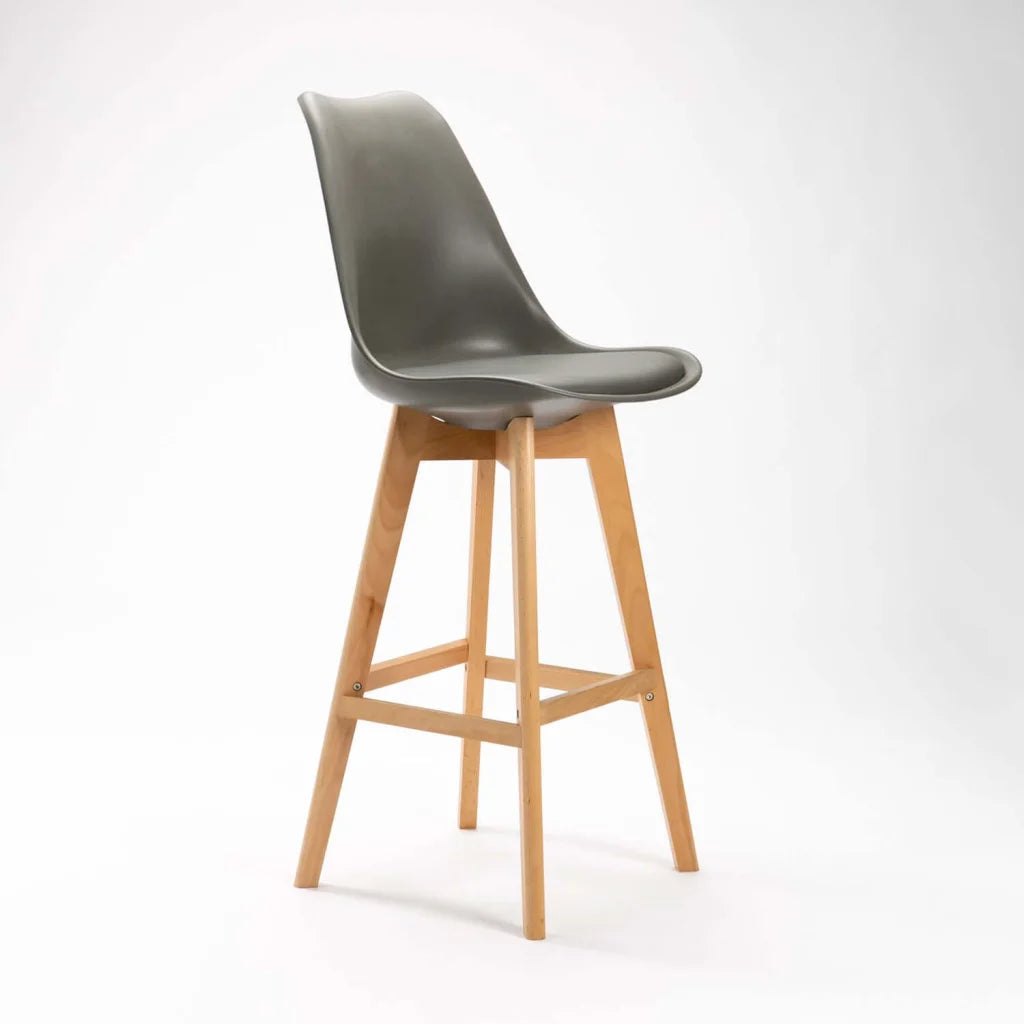 Lica Wooden Leg Barstool - Grey