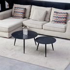 Cognac Set Of 2 Stone Top Coffee Table - Black