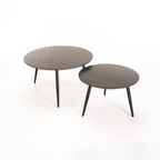 Cognac Set Of 2 Stone Top Coffee Table - Black