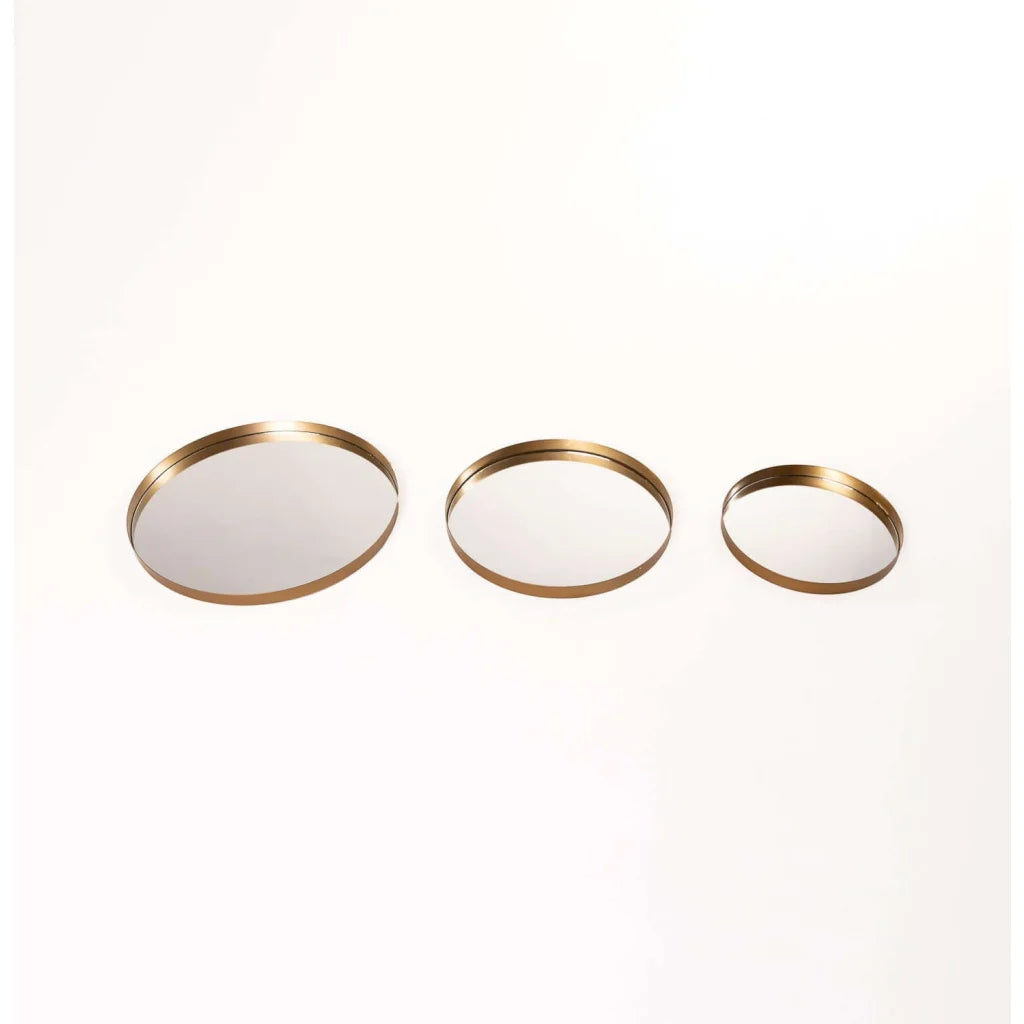 Dahlia Round Set Of 3 Mirror Trays