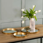 Dahlia Round Set Of 3 Mirror Trays