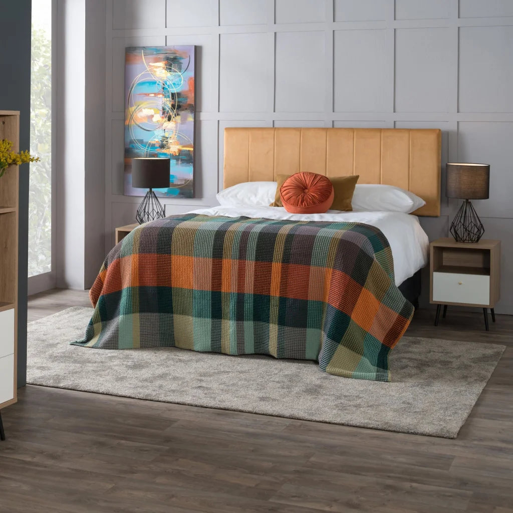 Rankin Velvet Headboad - Blush - Double