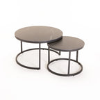 Colada Set Of 2 Stone Top Coffee Table - Black Leg