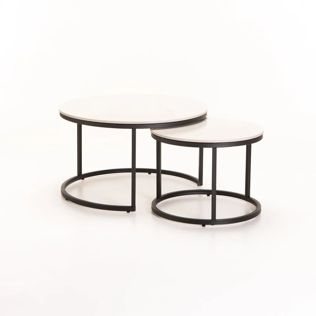 Colada Set Of 2 Stone Top Coffee Table - Gold Leg