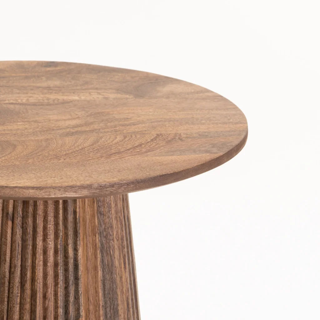 Madeira 50cm Round Solid Coffee Table - Light Brown