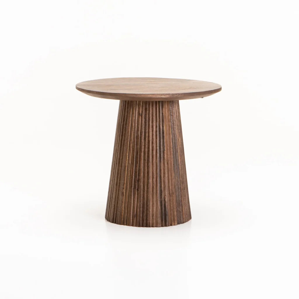 AGIO 50cm Round Solid Wood Side Table - Light Brown