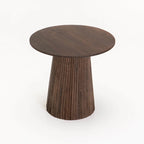 AGIO 50cm Round Solid Wood Side Table - Dark Brown