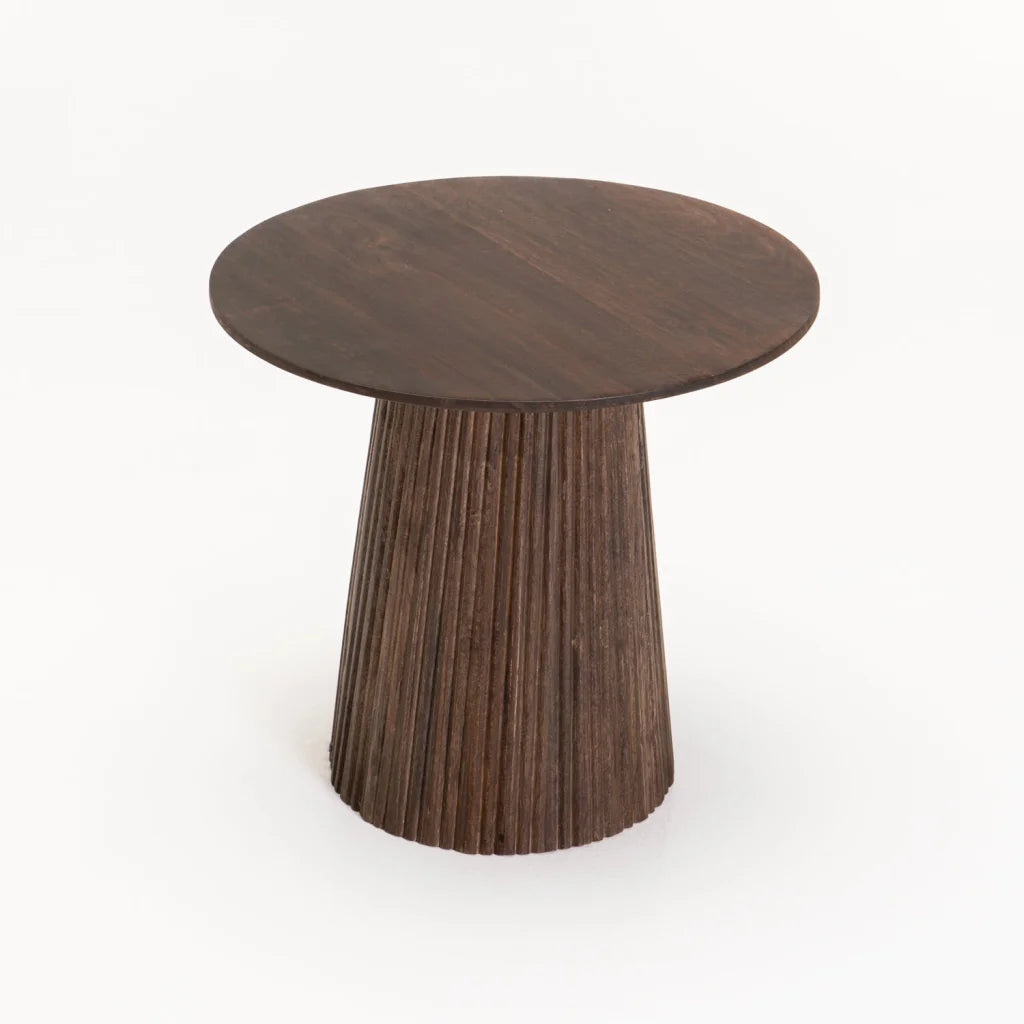 AGIO 50cm Round Solid Wood Side Table - Dark Brown