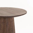 AGIO 50cm Round Solid Wood Side Table - Dark Brown