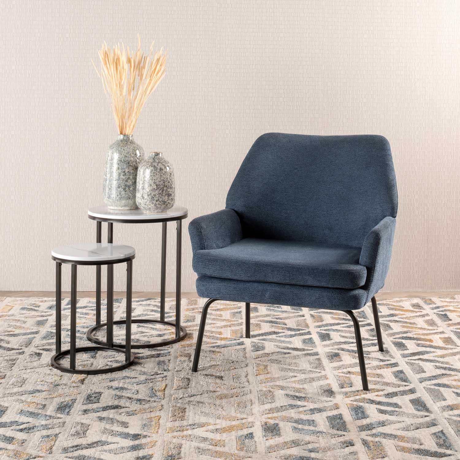 Vishaya  Fabric Chair - Blue