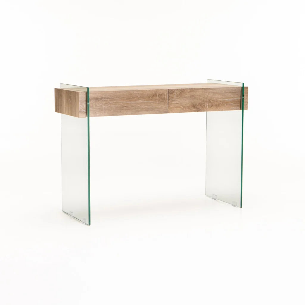 Juju Glass Console With Drawers - Oak