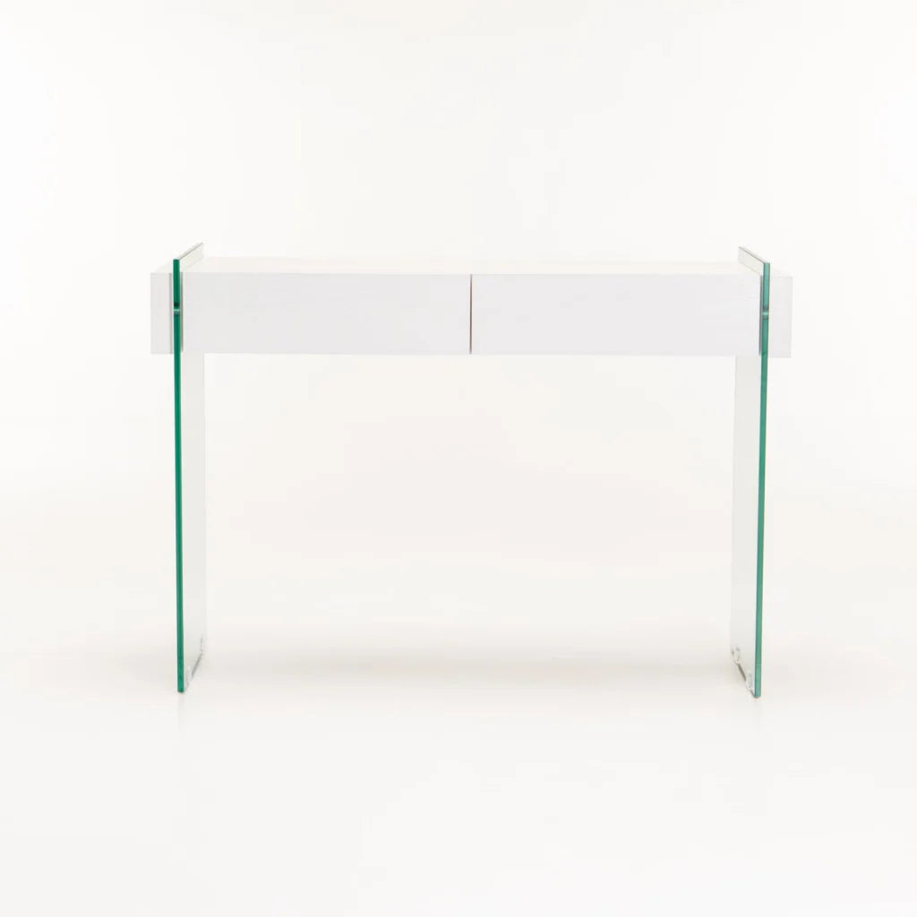 Juju Glass Console With Drawers - White