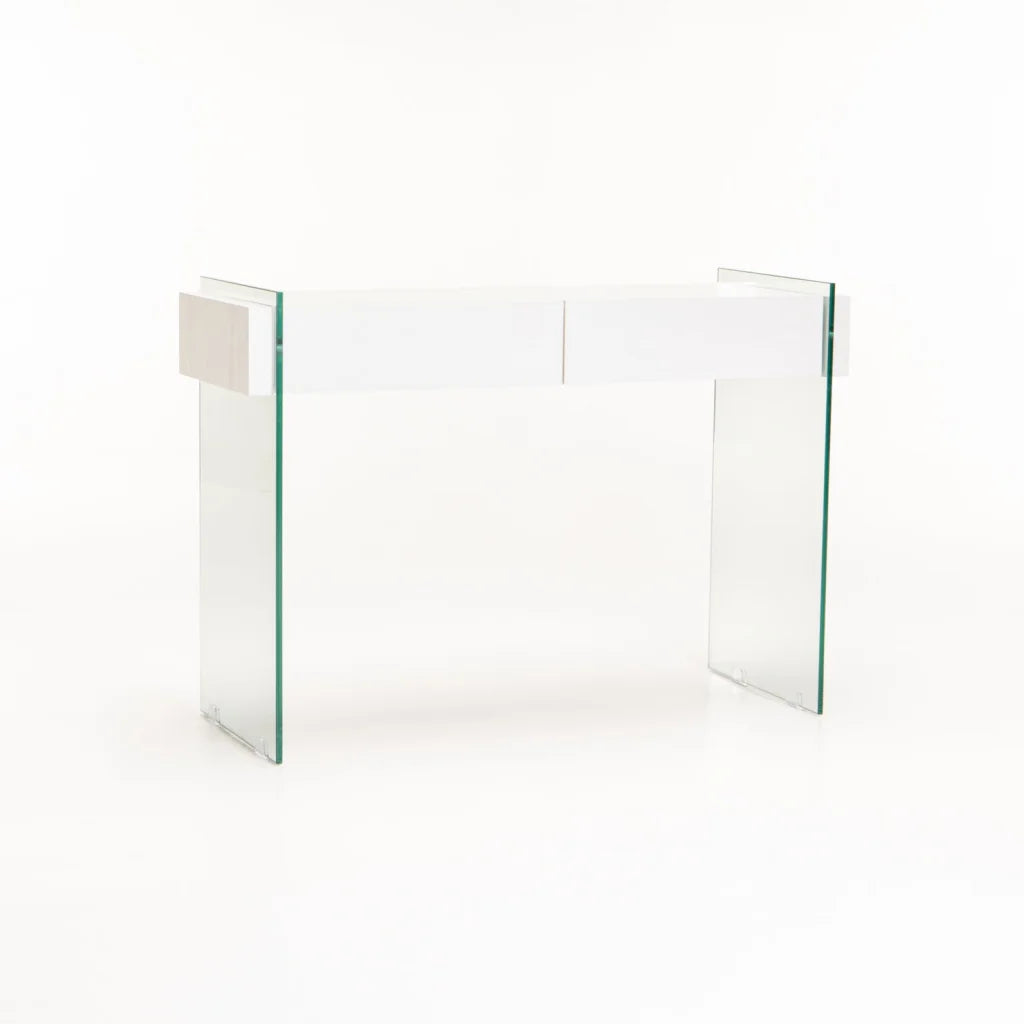 Juju Glass Console With Drawers - White