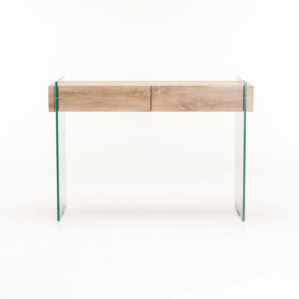 Juju Glass Console With Drawers - Oak