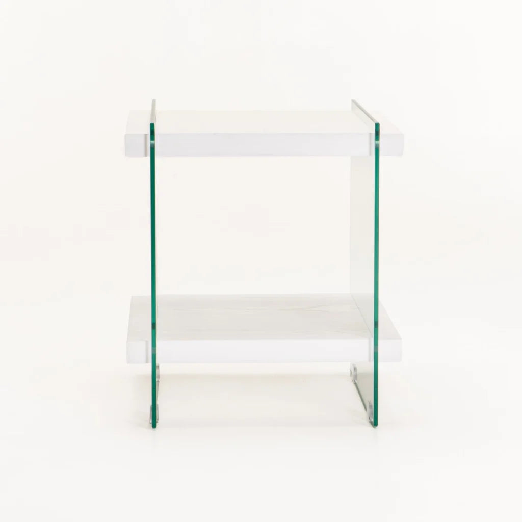 Juju 45x45cm 8MM Glass Side Table - White
