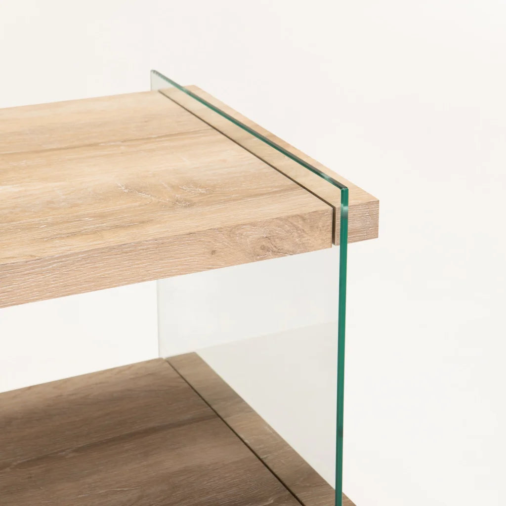Juju 45x45cm 8MM Glass Side Table - Oak