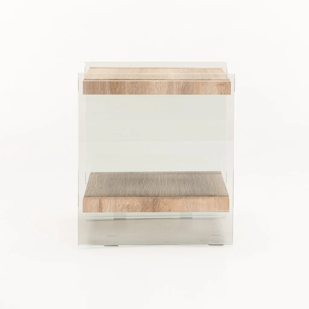 Juju 45x45cm 8MM Glass Side Table - Oak
