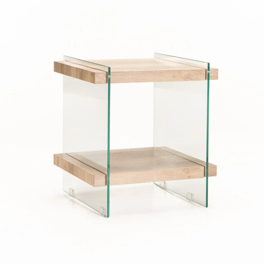 Juju 45x45cm 8MM Glass Side Table - Oak