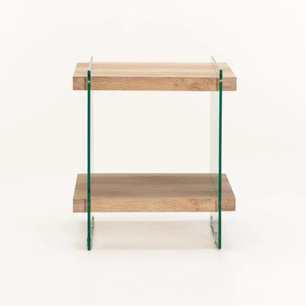 Juju 45x45cm 8MM Glass Side Table - Oak