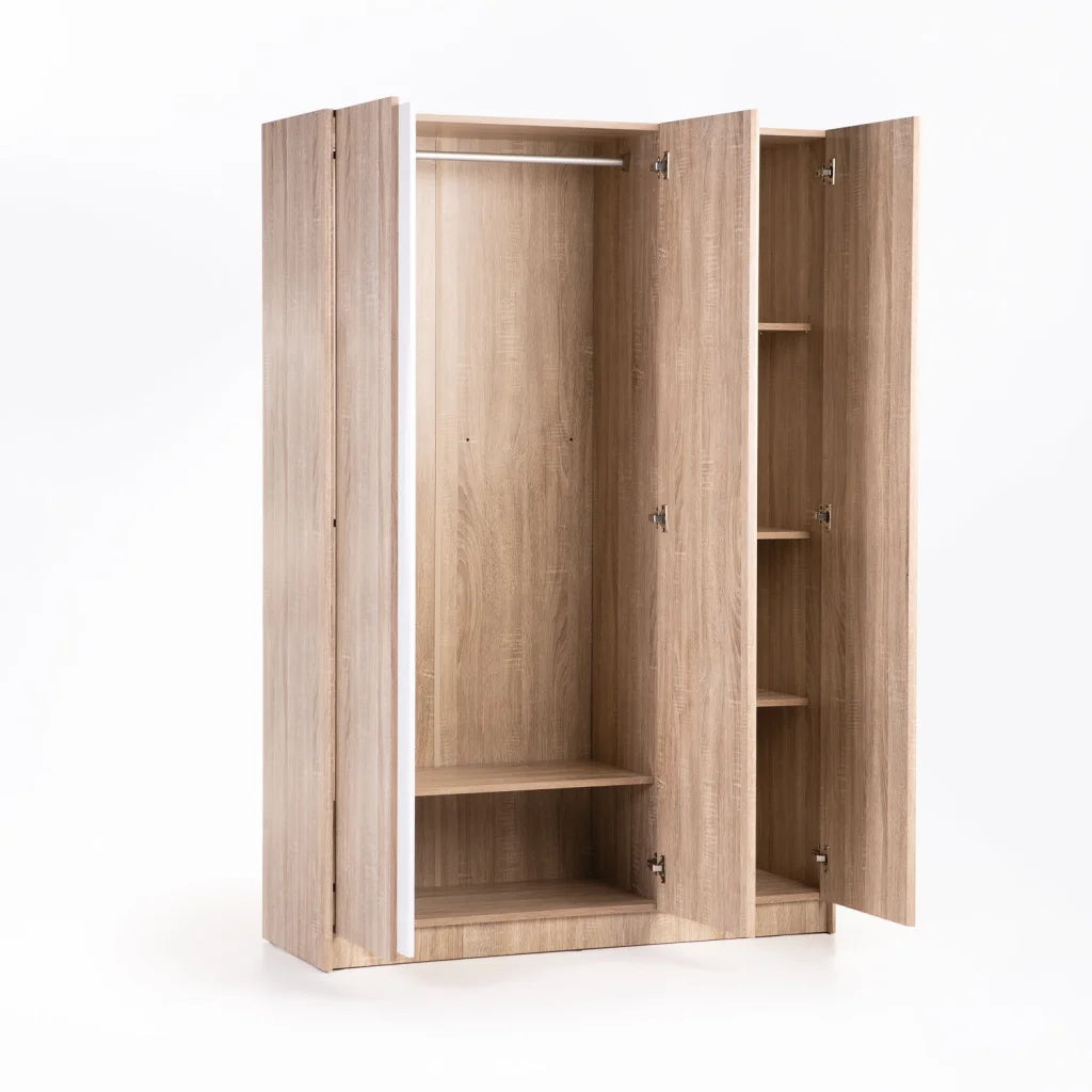 Dustu 3 Door Robe - White / Oak