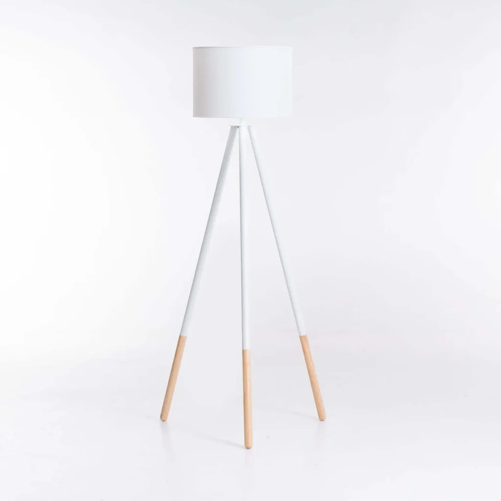 Thiago Wooden Tripod - White Fabric Shade 156cm