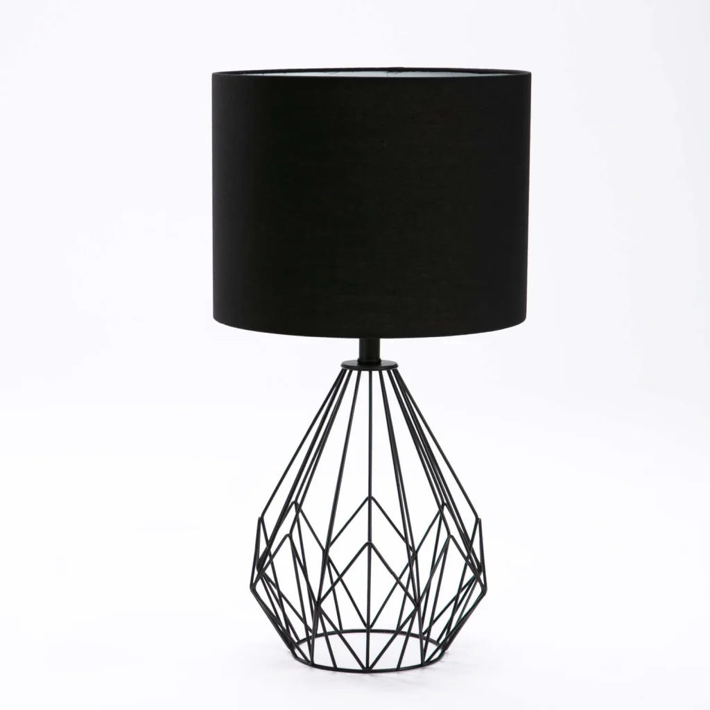 Emmett Black Metal Wire Base - Black Fabric Shade