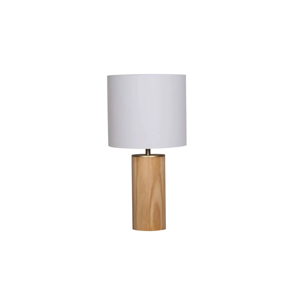 Bodhi Wooden Cylinder Base- White Fabric Shade