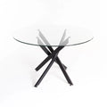 Nova Round 10mm Glass Top Dining Table - Black - 6 Seater