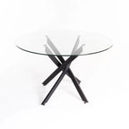 Nova Round 10mm Glass Top Dining Table - Black - 6 Seater