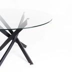 Nova Round 10mm Glass Top Dining Table - Black - 6 Seater