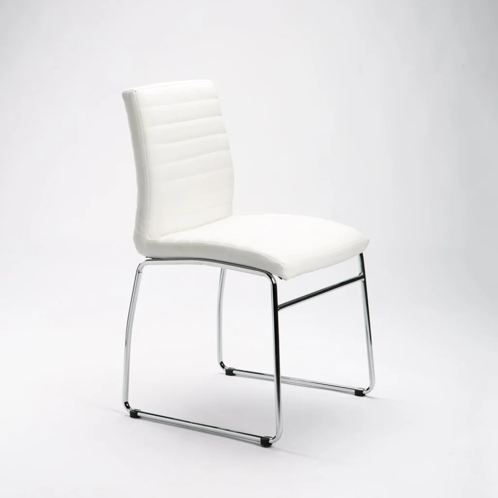 Molly Chrome Leather Touch Dining Chair - White
