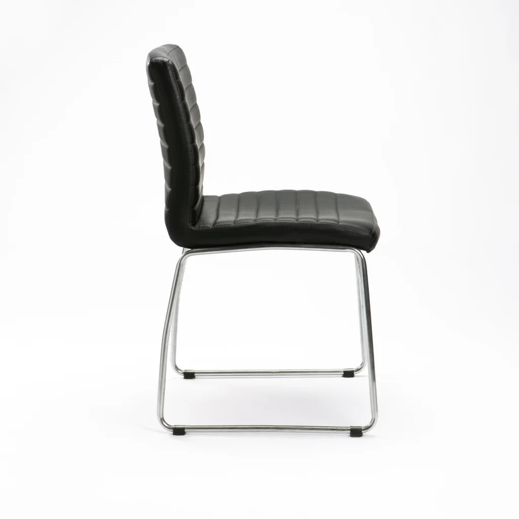 Molly Chrome Leather Touch Dining Chair - Black