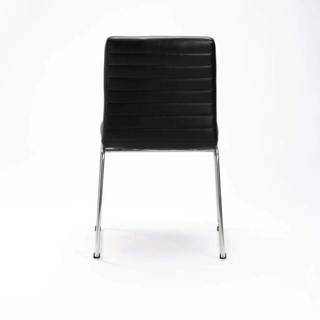 Molly Chrome Leather Touch Dining Chair - Black