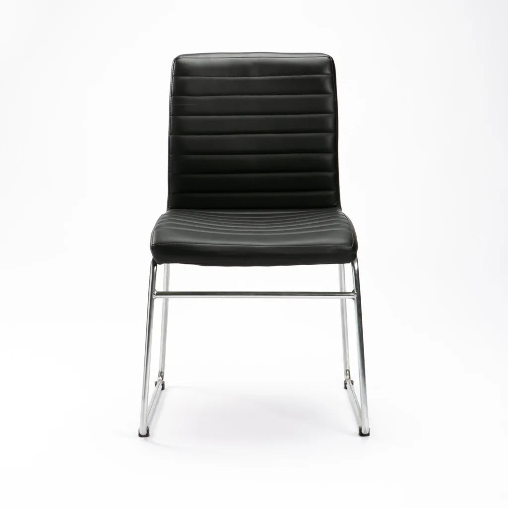 Molly Chrome Leather Touch Dining Chair - Black