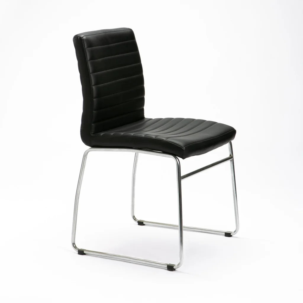 Molly Chrome Leather Touch Dining Chair - Black
