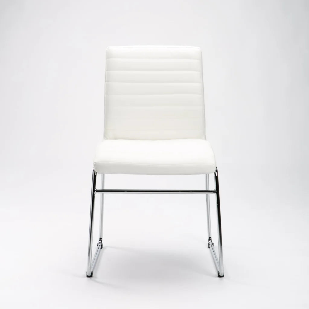 Molly Chrome Leather Touch Dining Chair - White