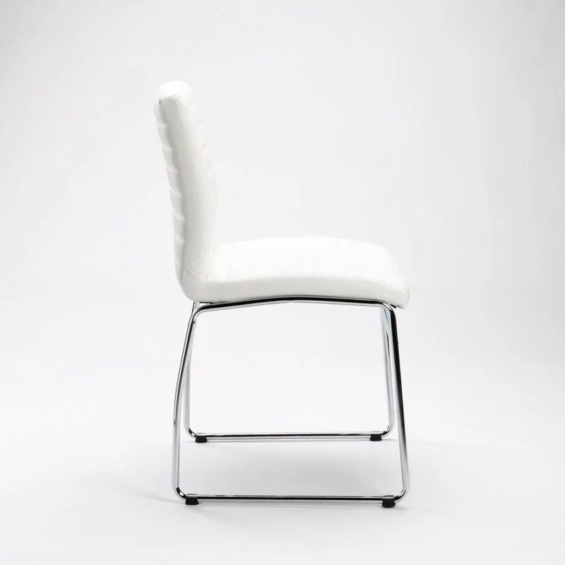 Molly Chrome Leather Touch Dining Chair - White