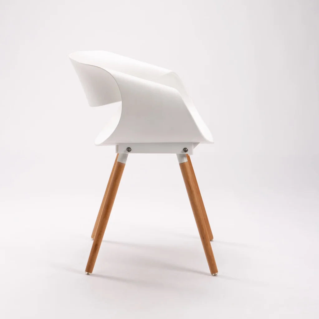 Rami Wooden Leg Armchair - White