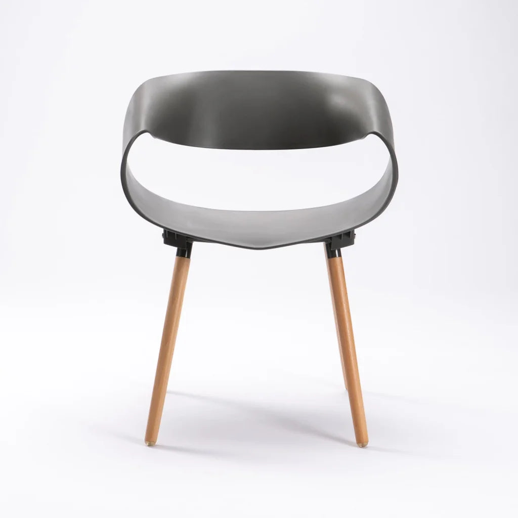 Rami Wooden Leg Armchair - Dark Grey