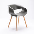 Rami Wooden Leg Armchair - Dark Grey