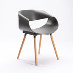 Rami Wooden Leg Armchair - Dark Grey