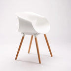 Rami Wooden Leg Armchair - White