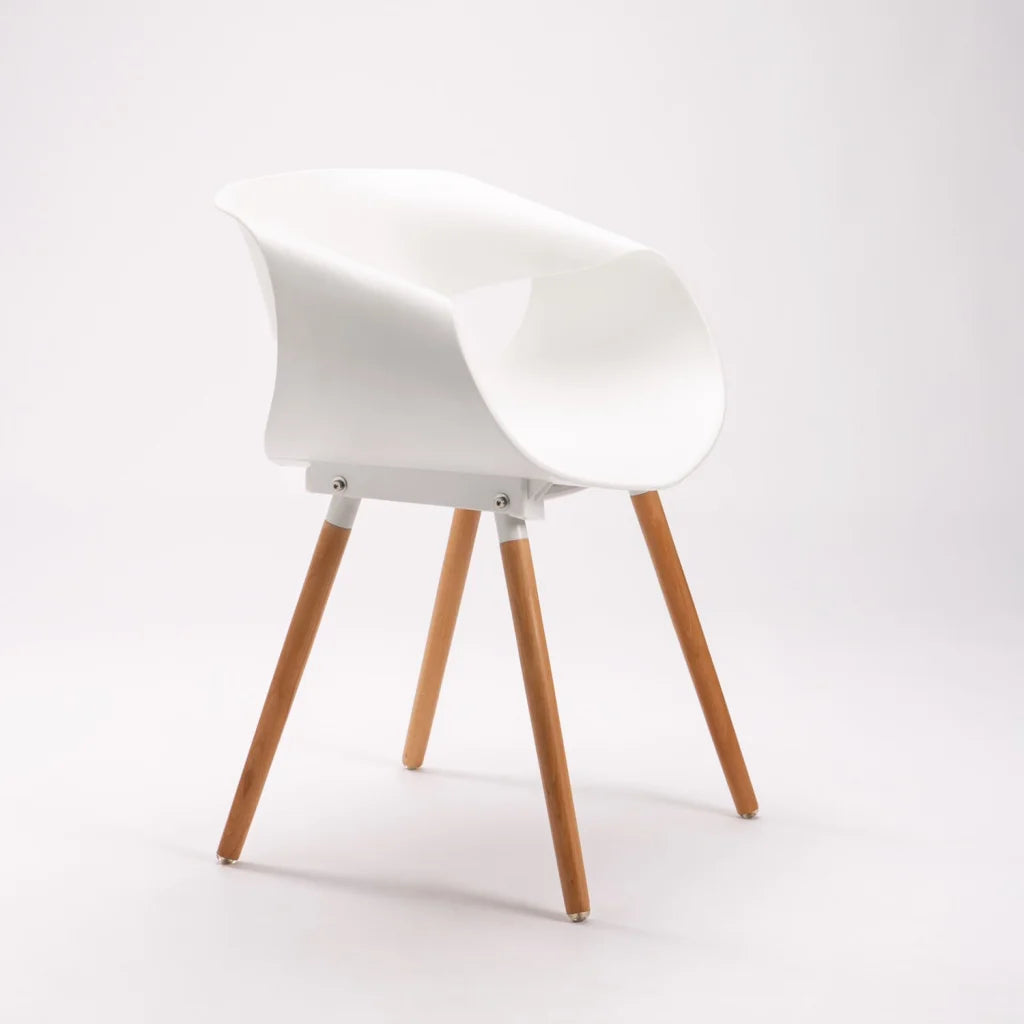Rami Wooden Leg Armchair - White