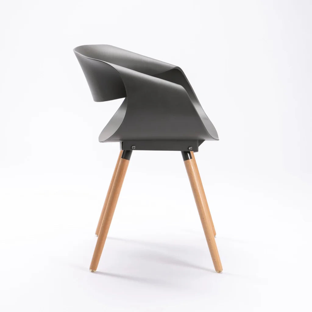 Rami Wooden Leg Armchair - Dark Grey