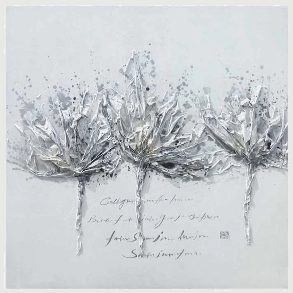 Oil Painting Art G4A - Flowers Grey 2 60x60